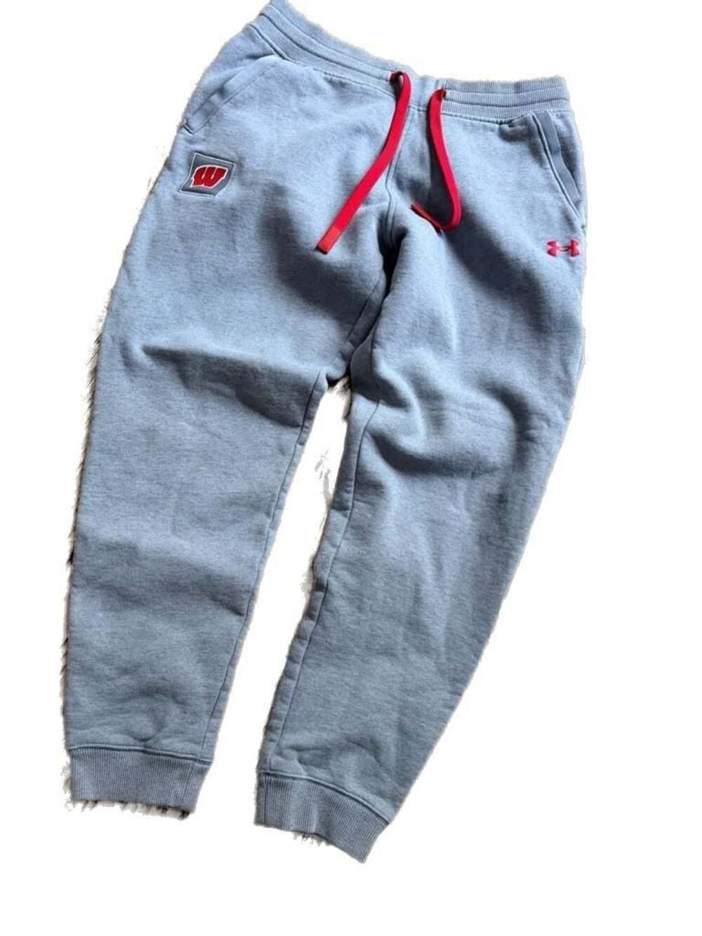 Under Armour Wisconsin Badgers Fleece Joggers Grey Size Large